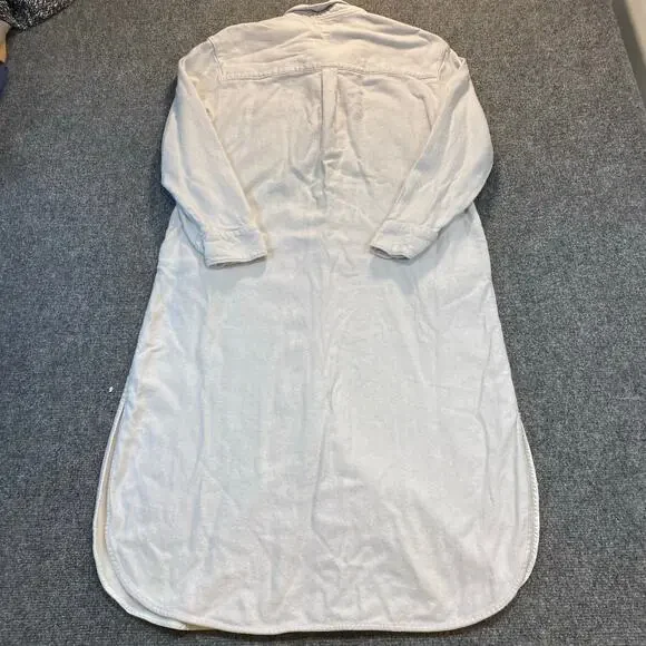 BP. X Wildfang Womens Medium Ivory Cotton Long Sleeve Shirt Dress Maxi - Picture 6 of 9